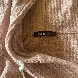 Robert Louis Blush Waffle Knit Hoodie cut off